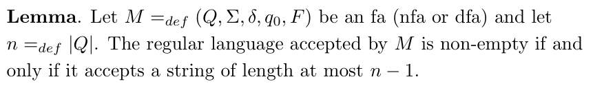  Lemma. Let M=?def(Q,,,q0,F) be an fa (nfa or dfa) and let