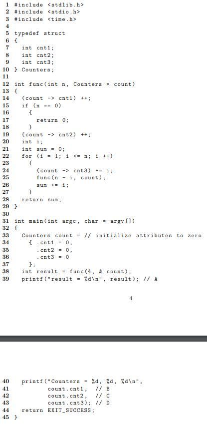 Simple recursion. Find the values of A, B, C, and D (lines