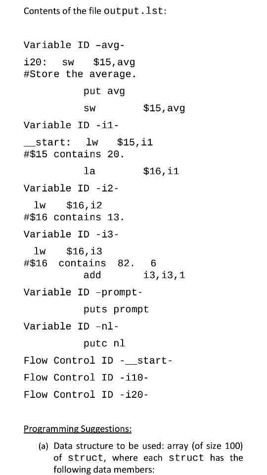 Details regarding MAL programs and lists of labels are given beloW Command
