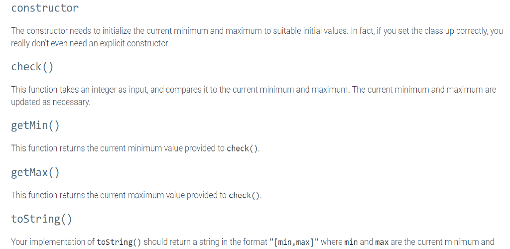 (ADT) called IntTrackMinMax that takes integers one at a time and keeps