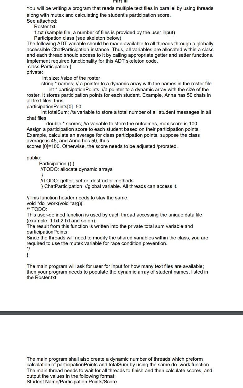  You will be writing a program that reads multiple text files