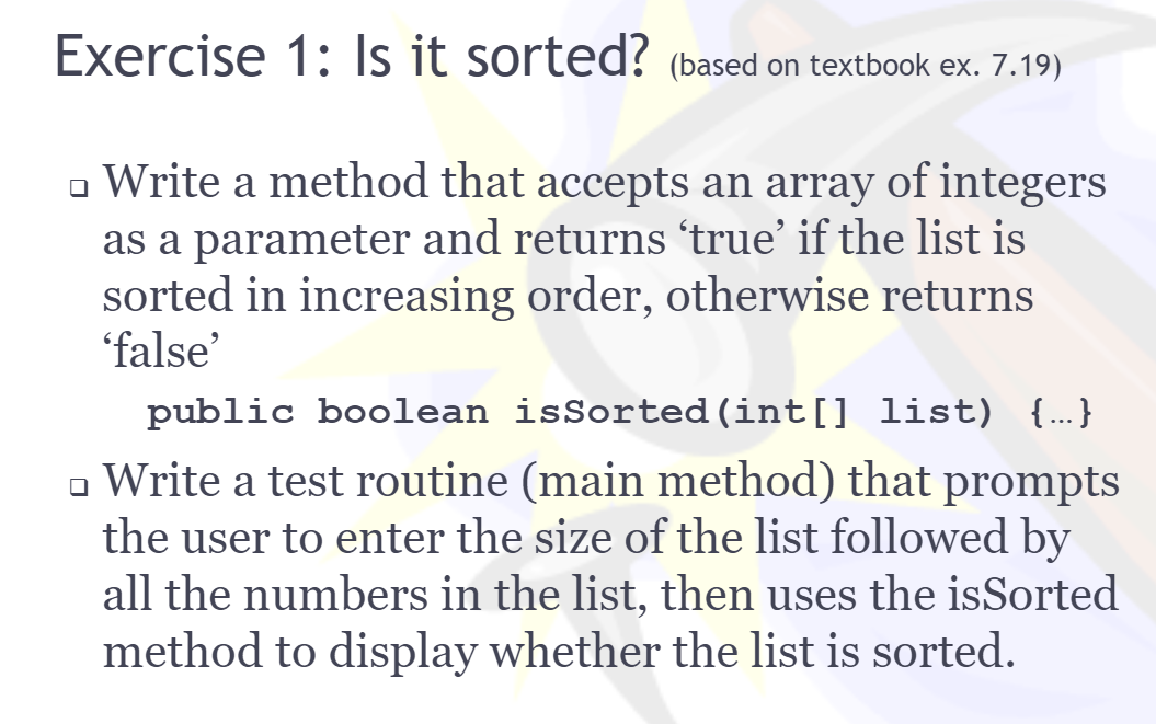 Exercise 1: Is it sorted? (based on textbook ex. 7.19) .
