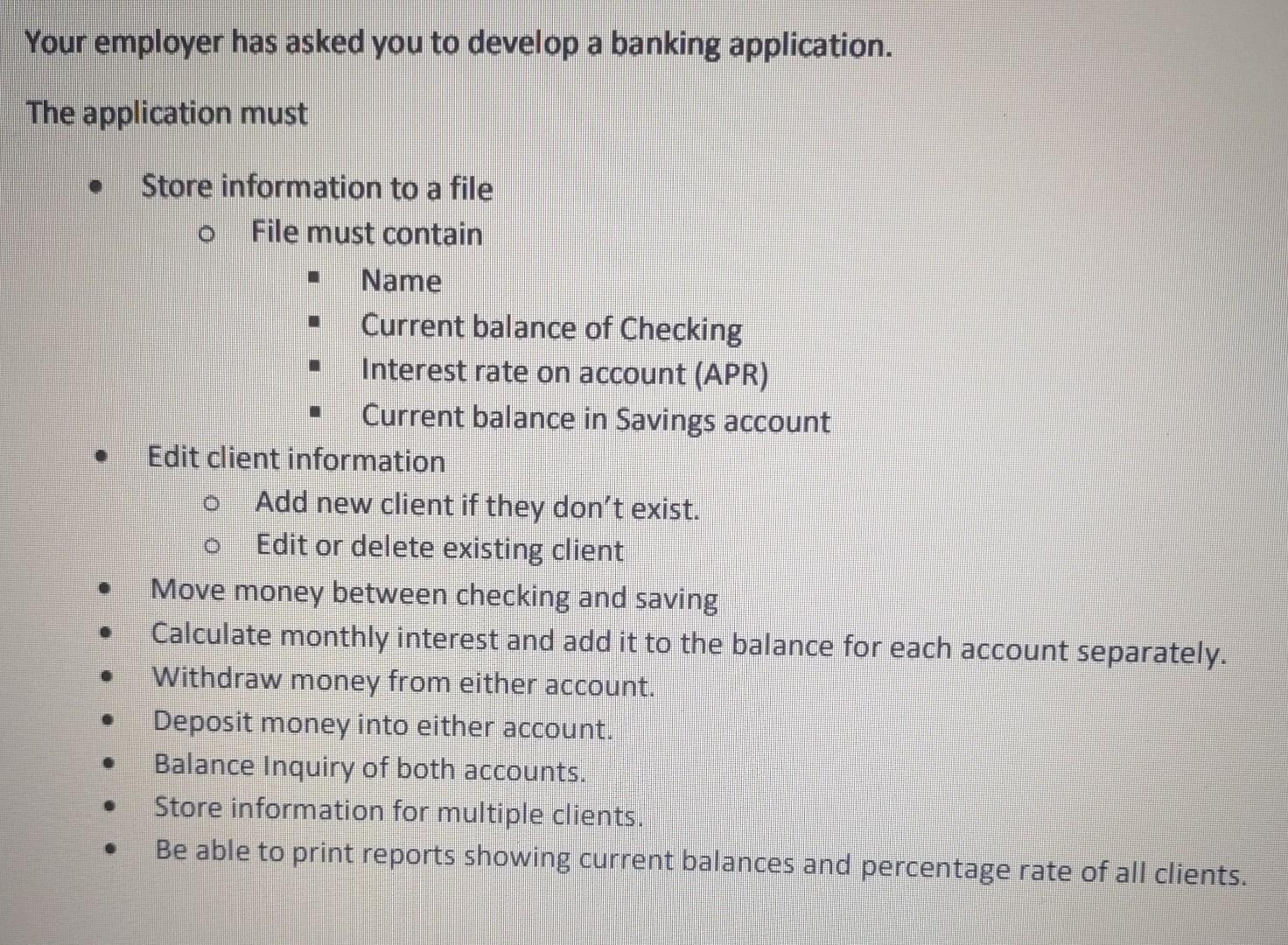 Java only please Thank You! ur employer has asked you to develop