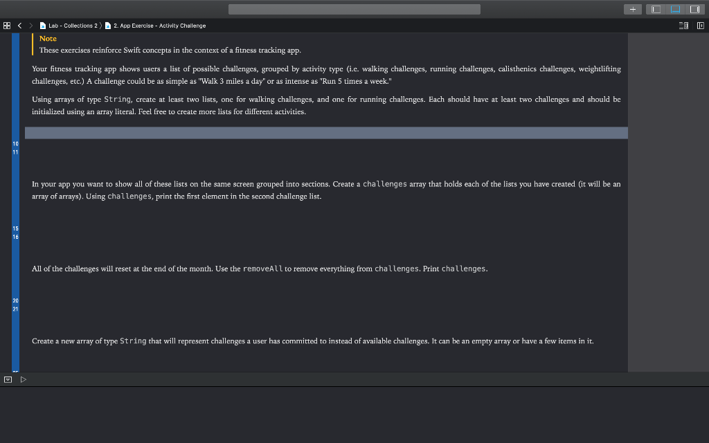  code in Xcode. swift, not c++ Lab - Collections 2) 2.