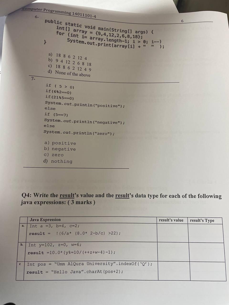 java 6- 6 Computer Programming 14011101-4 public static void main(String[] args) {