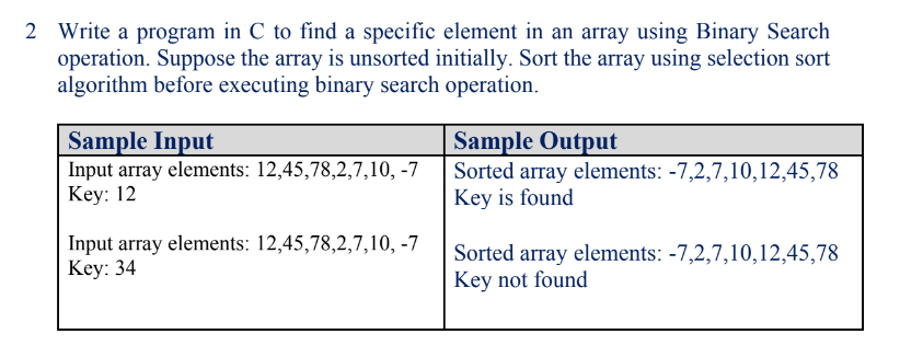 2 Write a program in C to find a specific element