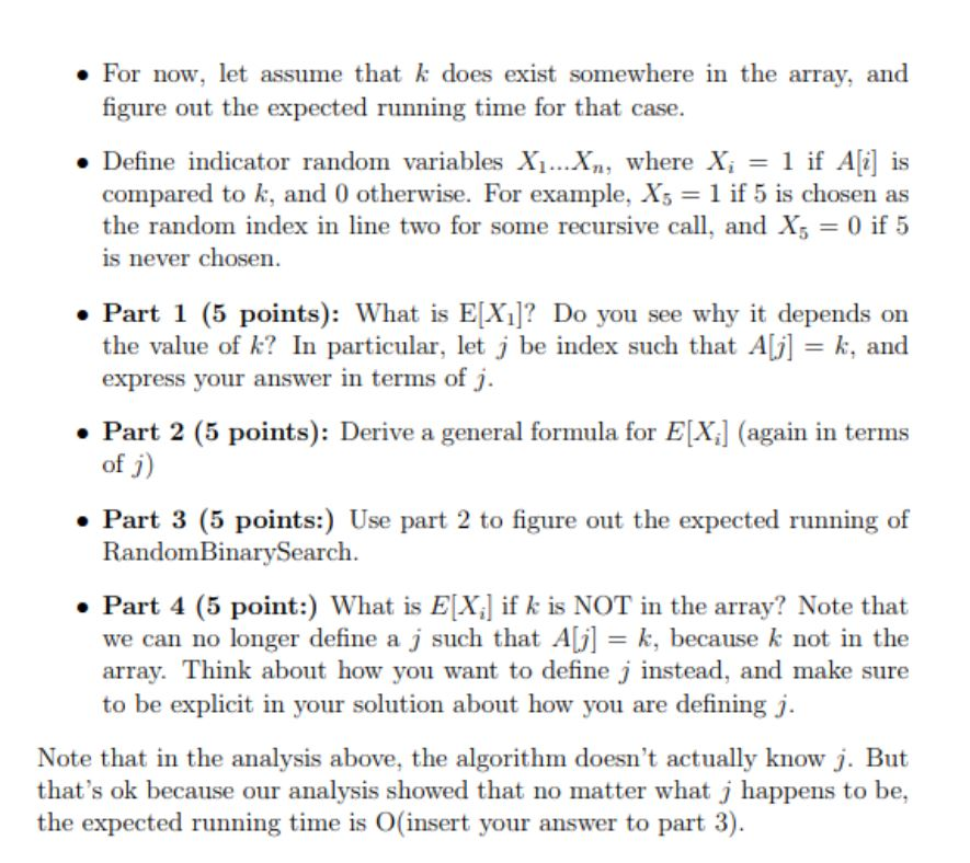 n, and a target number k Output: index i such that A[i]