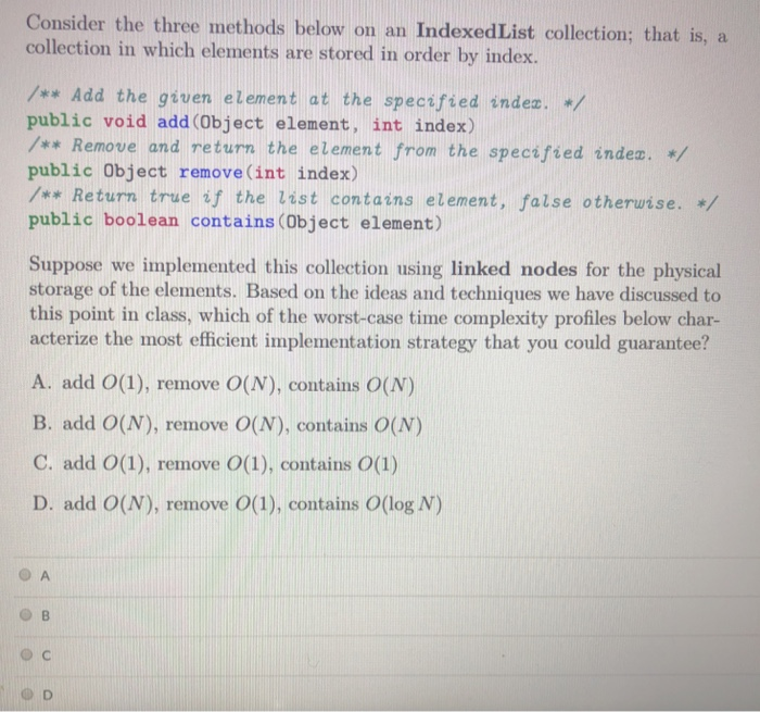 required to be kept in any particular order public void add (Comparable
