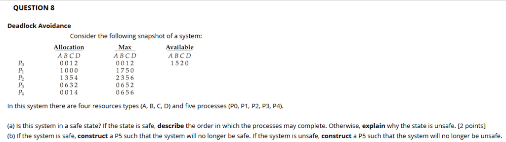 8c3 --> C Programming Question - EXPLAIN YOUR SOLUTION! QUESTION 8 Deadlock