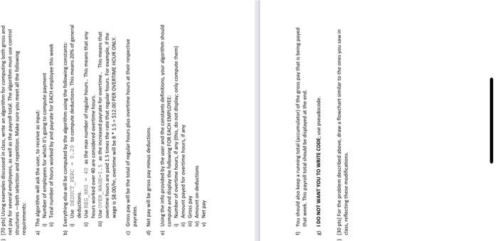 please help 170 pts Using examples discussed in class, write an algorithm