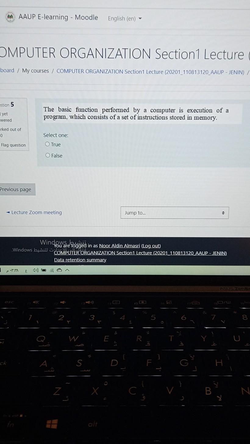 AAAAUP E-learning - Moodle English (en) OMPUTER ORGANIZATION Section1 Lecture board