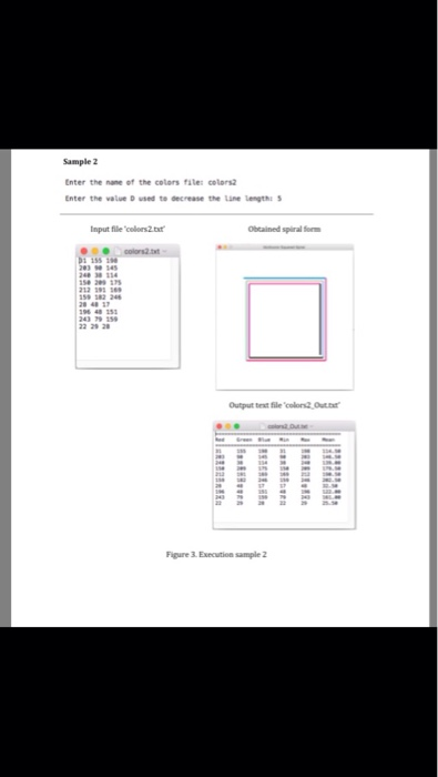 squared spiral forms using color data saved in text files. An example
