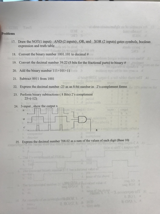  roblems 17. Draw the NOT(l input) AND (2 inputs), OR, and