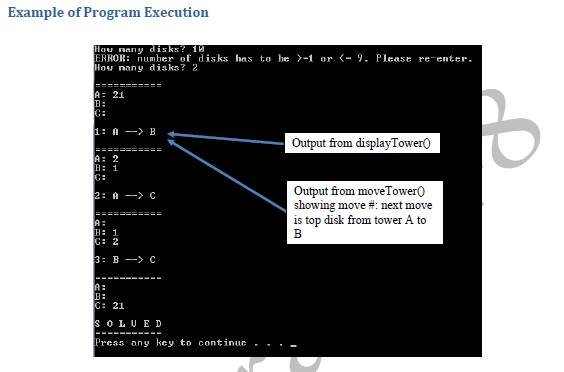 class will implement the game with three linked lists representing disks on