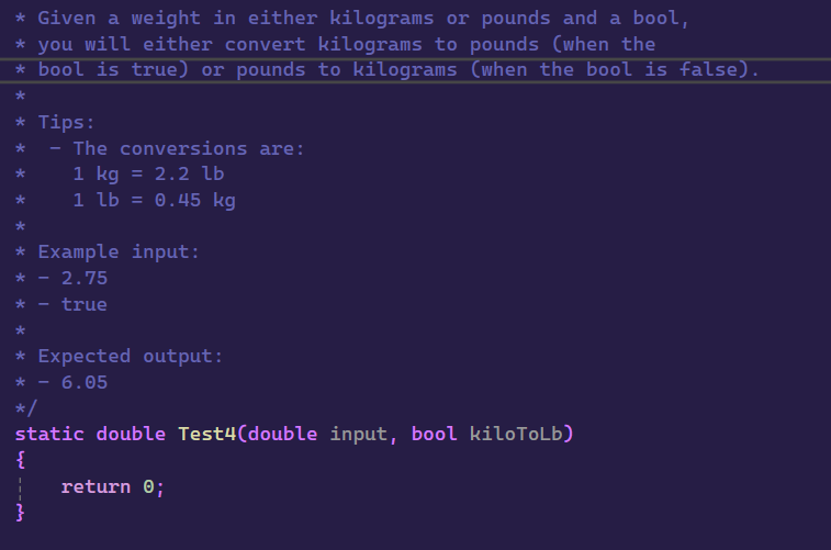  in C++,given a weight in either kilograms or pounds and a