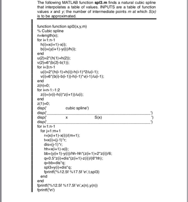  Use the following code to answer question 4 The following MATLAB