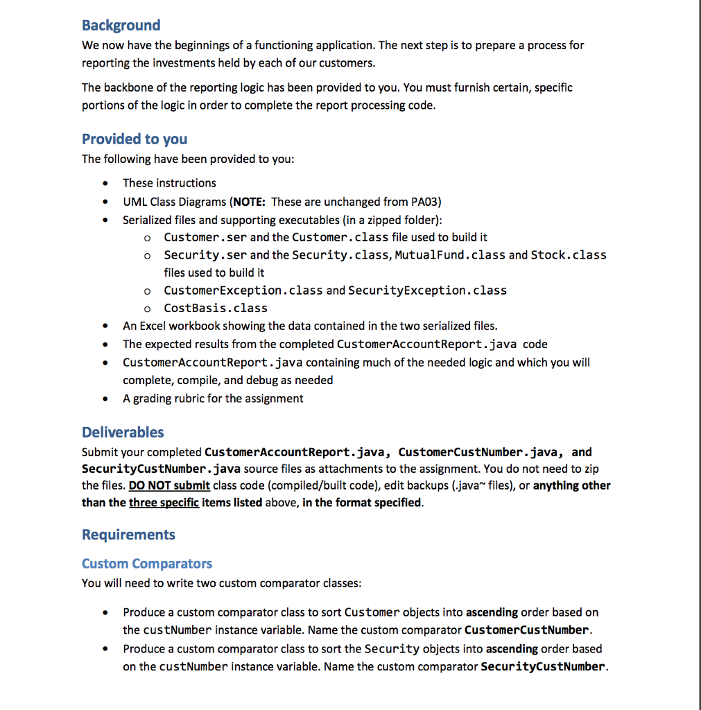 Need this Java programming assignment completed within a couple of days. I've