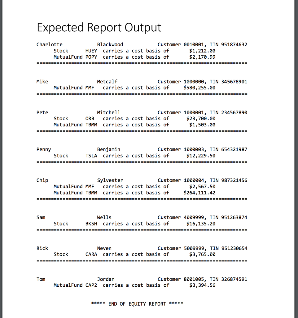 step is to prepare a process for reporting the investments held by