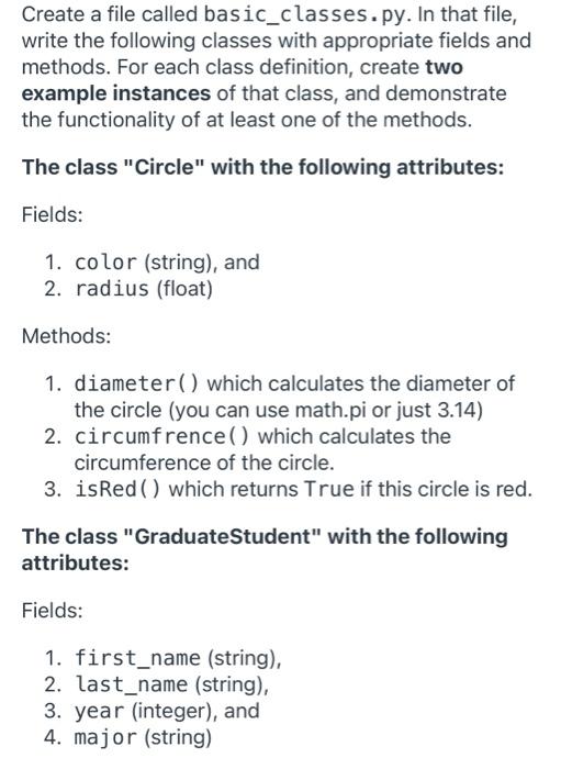  Create a file called basic_classes.py. In that file, write the following
