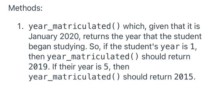 classes with appropriate fields and methods. For each class definition, create two