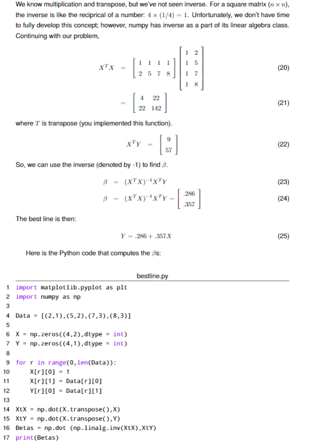calculus Suppose we have this data (Lay, Linear Algebra 3rd ed.): X