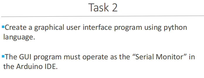 1 Task 2: Create a gui program, the gui program must operate