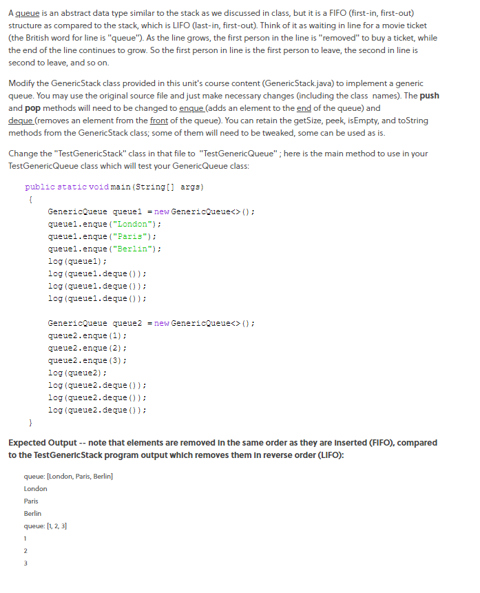  // GenericStack.java // Test Class class TestGenericStack { public static void