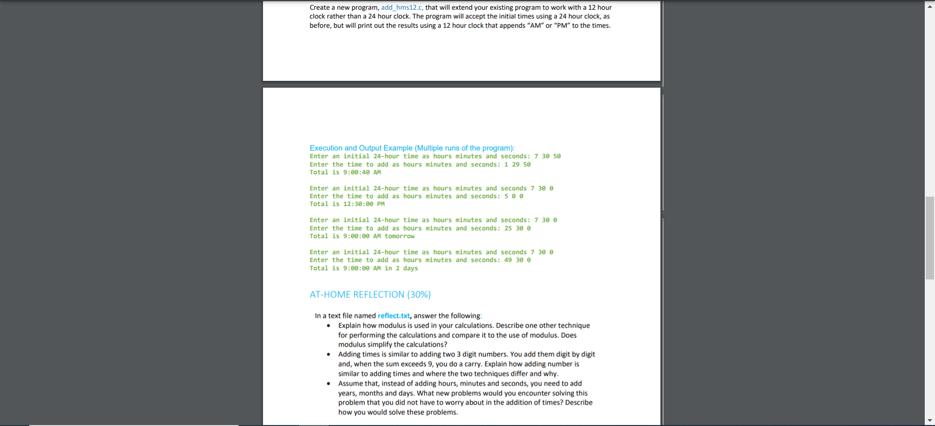  Create a new program, add_hms12.c, that will extend your existing program