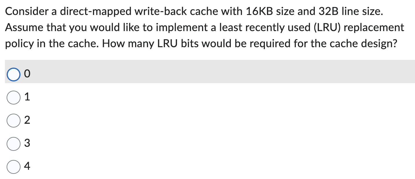 Consider a direct-mapped write-back cache with 16KB size and 32B line