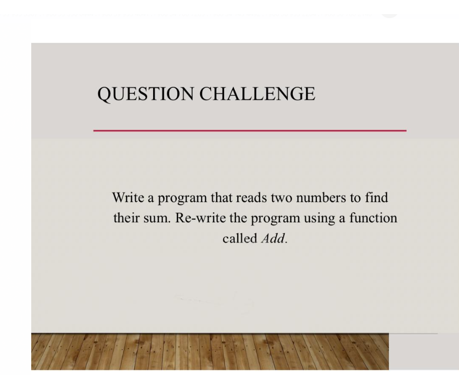  Write a program that reads two numbers to find their sum.