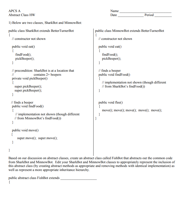 Upload four java files here based on the instructions provided in the