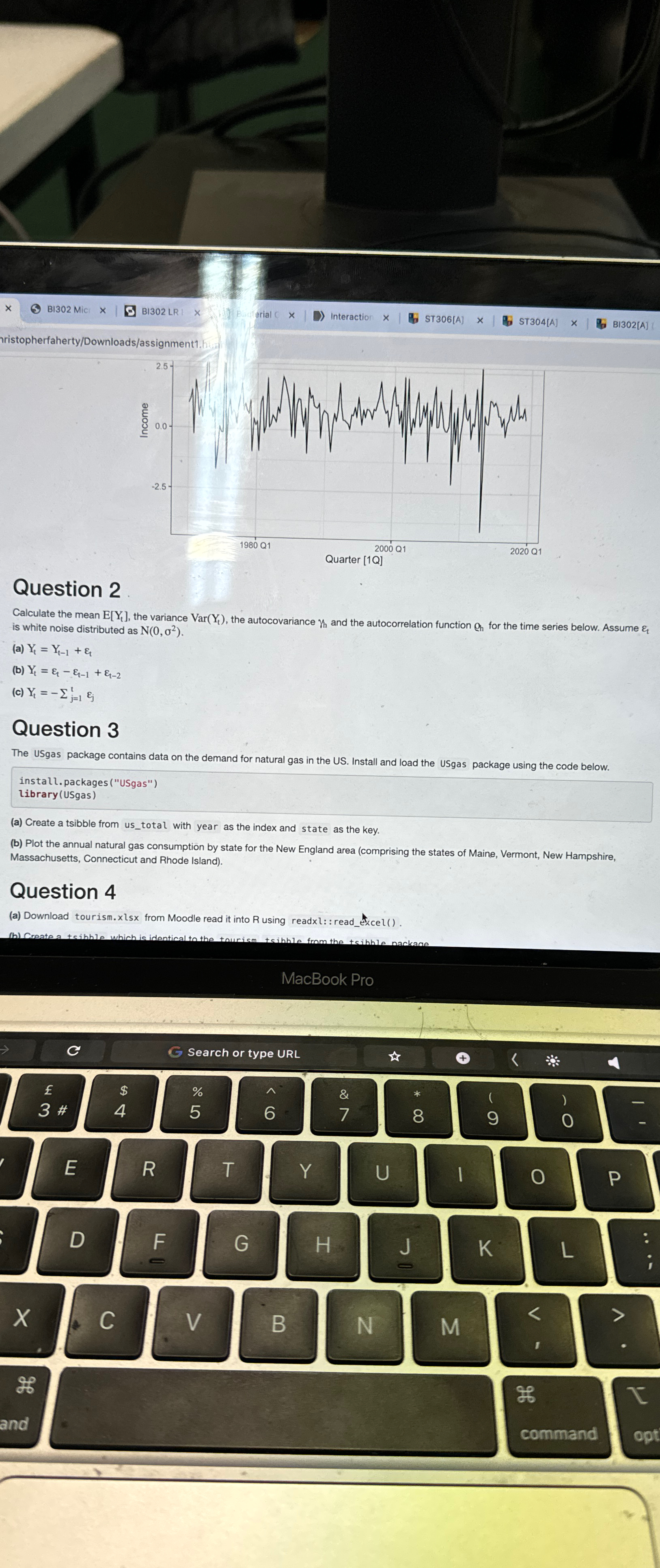  Question 2 Calculate the mean E[Yt], the variance Var(Yt), the autocovariance