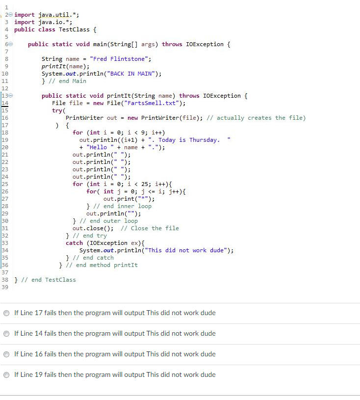 end TestClass 17 18 19 20 21 1/ O Outputs O The