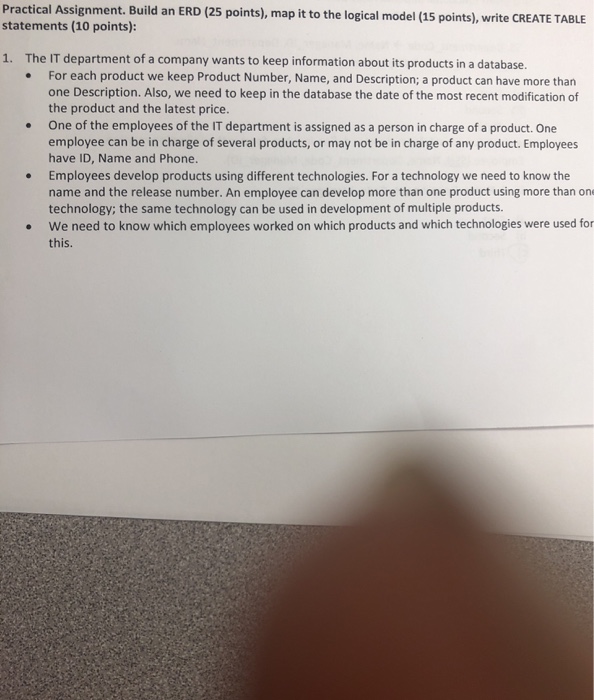  Practical Assignment. Build an ERD (25 points), map it to the