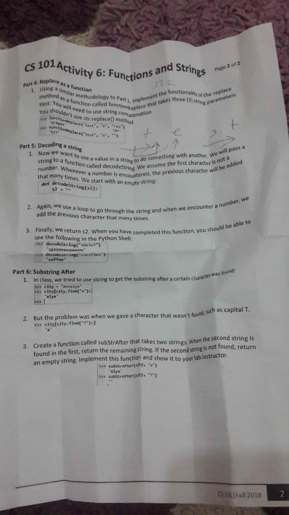  Write code in phyton part4,part 5 and part 6. cs 101Activity