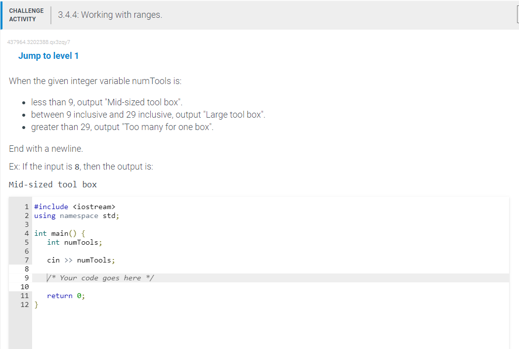 carCount is read from input. If carCount is less than 12, output