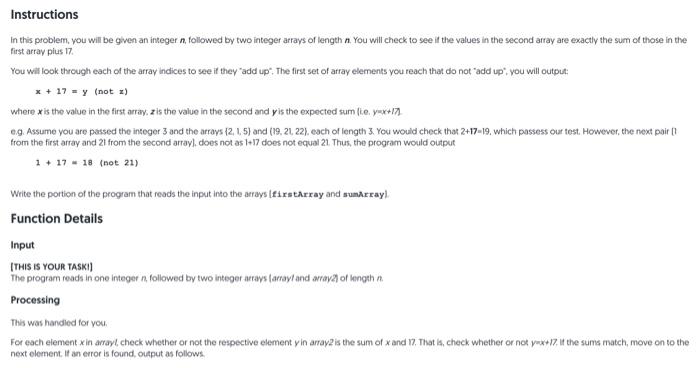 java Instructions In this problem, you will be given an integer n,