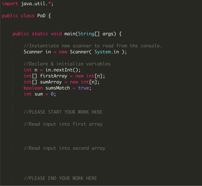 see if the values in the second array are exactly the sum
