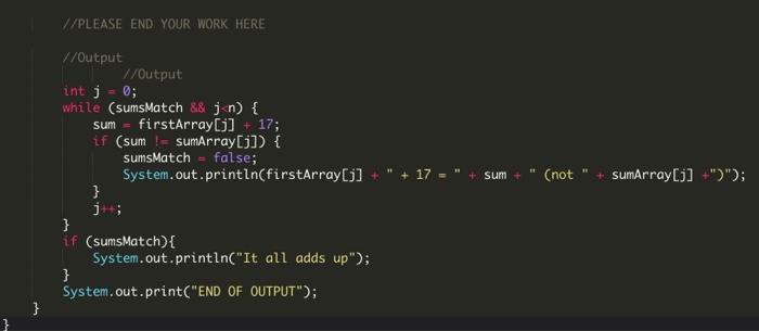 of those in the first array plus 17 You will look through