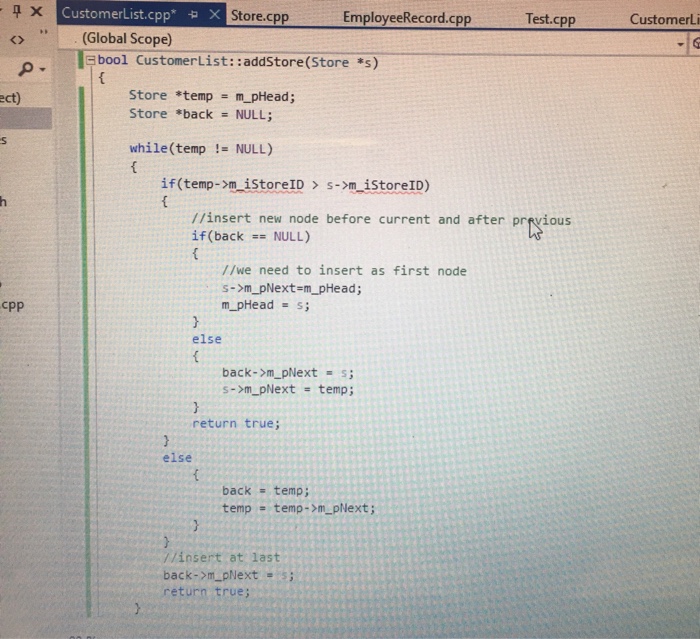 This is what I have so far for the addStore function char