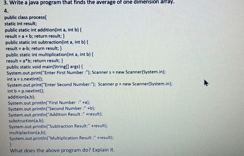  + a 3. Write a java program that finds the average