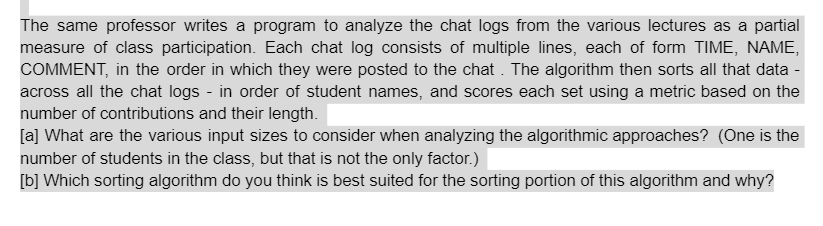  The same professor writes a program to analyze the chat logs