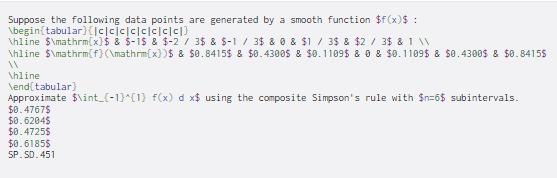 Suppose the following data points are generated by a smooth function
