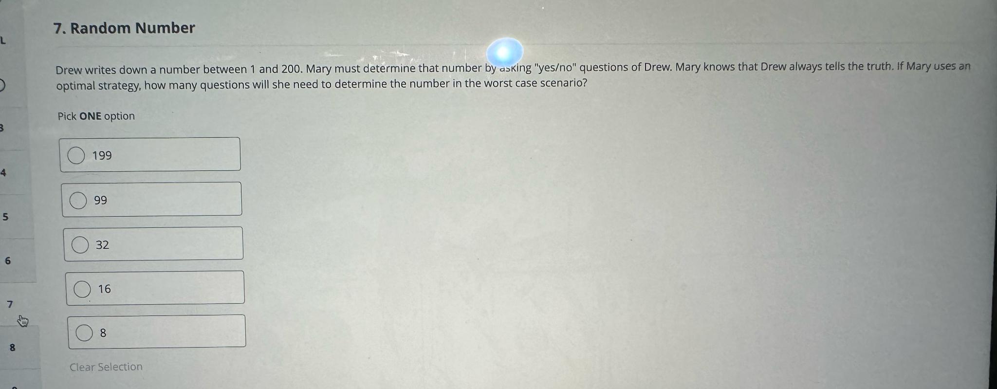  Random Number Drew writes down a number between 1 and 200.