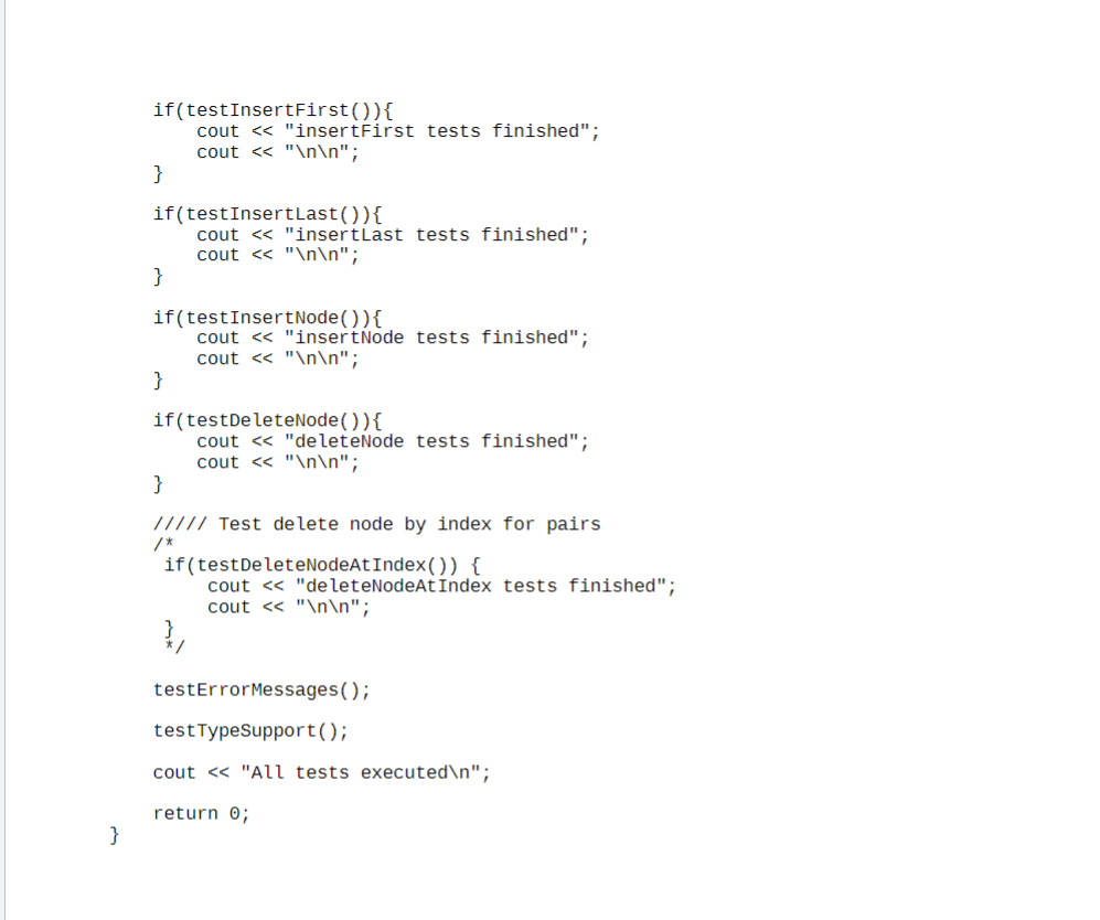 item at a given index) deleteNode - (remove a specific item) The