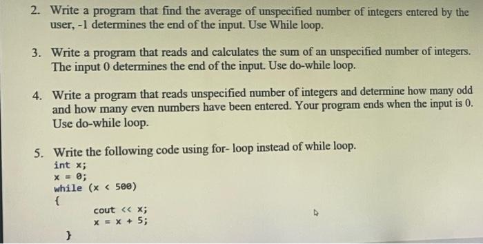  2. Write a program that find the average of unspecified number