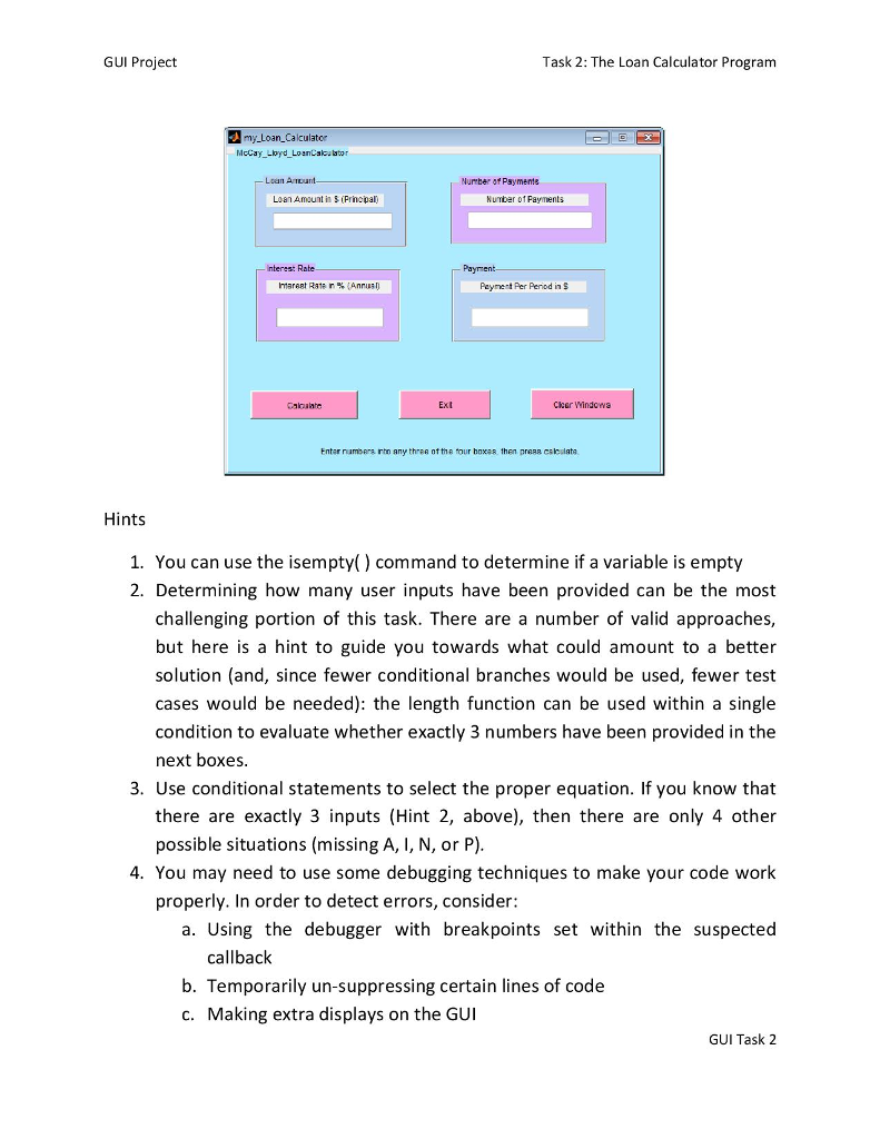 the 4 editable text boxes. Also, as mentioned in Task 1, for
