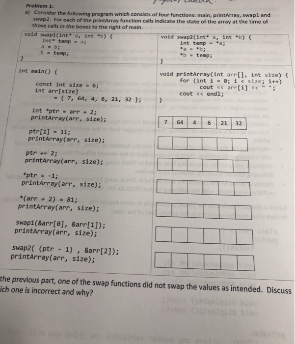  Problem 1: a) Consider the following program which consists of four