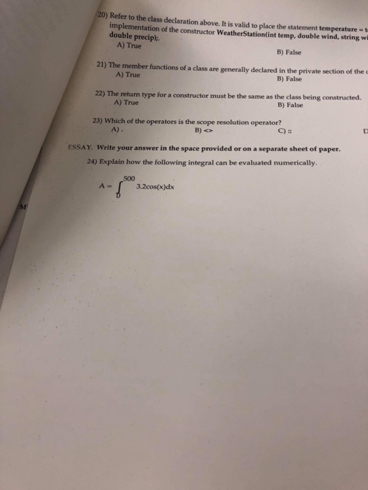  C++ for beginners ) Refer to the class declaration above. It