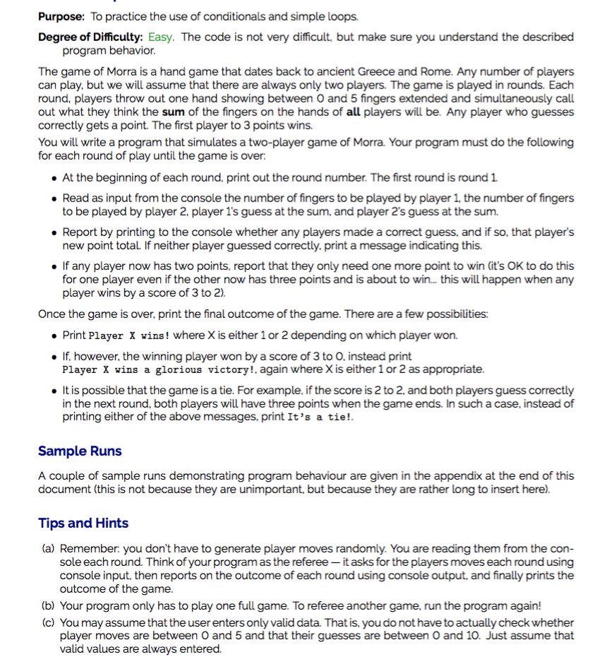 Python 3 via PyCharm - Purpose: To practice the use of conditionals
